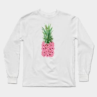 Pink Gazania Daisies Pineapple Long Sleeve T-Shirt